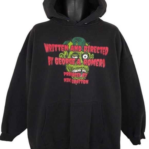 Vintage George Romero Zombie Sweatshirt Hoodie Mens Size 2XL Black Bunnikcula 13
